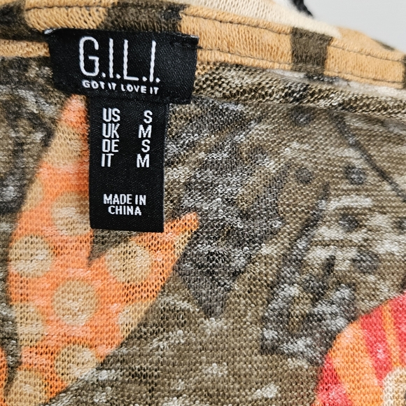 G.I.L.I. olive palm printed duster size small - Picture 7 of 9